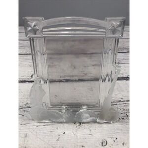 Princess House Picture Frame 24% Lead Crystal 2.5" x 3" Etched Glass Sports #812